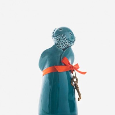 Figura "São Pedro" azul persa Rosa Malva