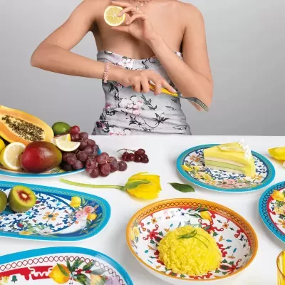 Guzzini Tabuleiro oval grande ''FLOWER&LEMON''