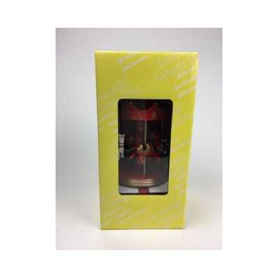 Carrossel madeira com cavalos vermelho MusicBox