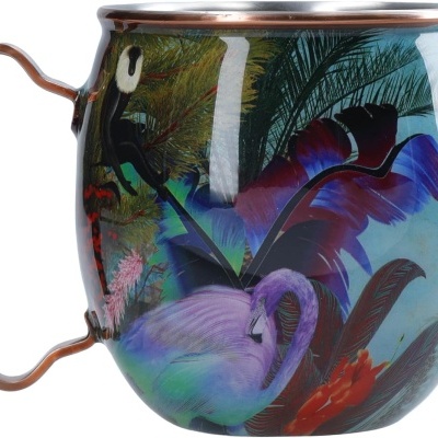 Mikasa x Sarah Arnett Caneca Moscow Mule de aço inox 450 ml, Flamingo