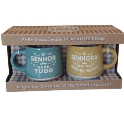 H&H  - Set de Chávenas de café Expresso Sr. e Sra. Tem Sempre Razão