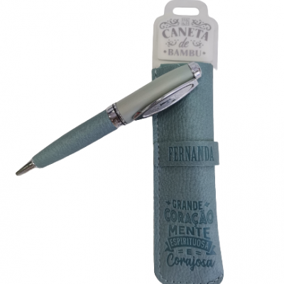 H&H - Caneta de Bambú com Bolsa Fernanda