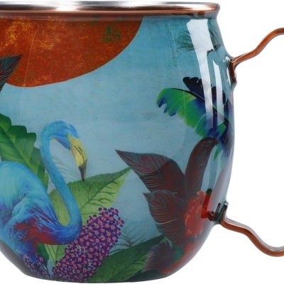 Mikasa x Sarah Arnett Caneca Moscow Mule de aço inox 450 ml, Flamingo