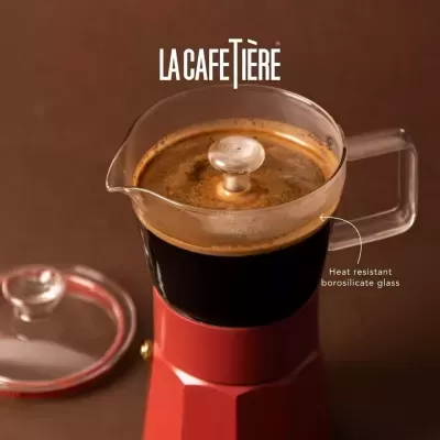 LA CAFETIÈRE - Cafeteira alum/vidro verm. Verona