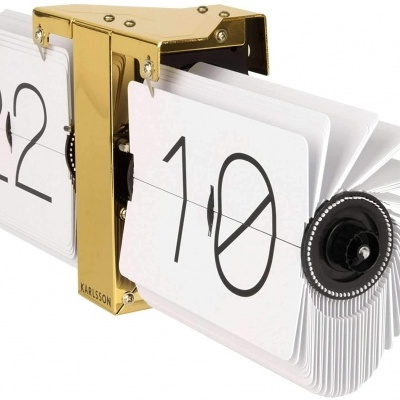 Karlsson Relógio de parede Flip Clock  No Case Br./Gd.