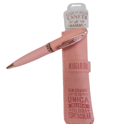 H&H - Caneta de Bambú com Bolsa Margarida