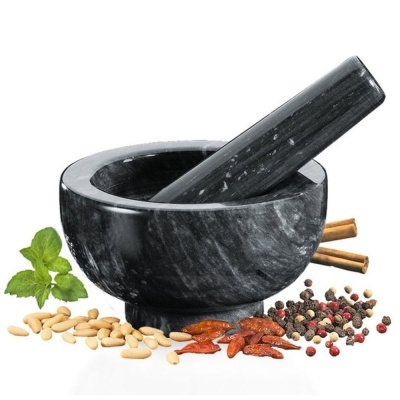 Kuchenprofi Almofariz e pilão MARBLE  preto 11 cm