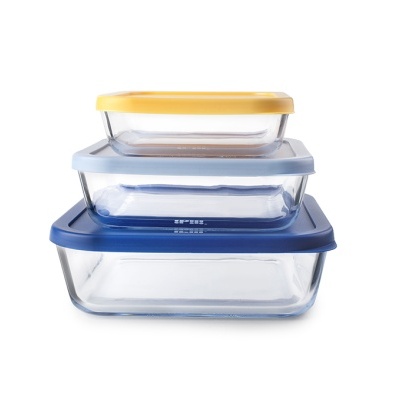 Ibili Set 3caixas vidro quadradas