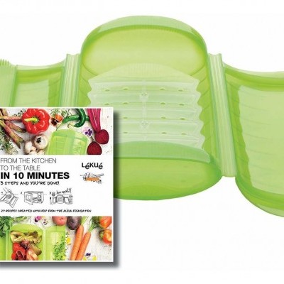 Estojo para cozinhar a vapor 3-4pessoas silicone verde Lékué