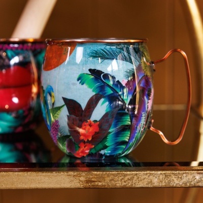 Mikasa x Sarah Arnett Caneca Moscow Mule de aço inox 450 ml, Flamingo