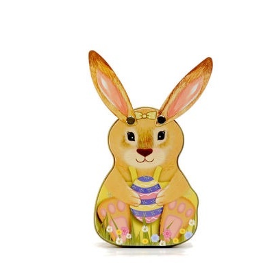 Silver Crane Caixa de lata "Coelhinho da Páscoa" amarelo com orelhas móveis