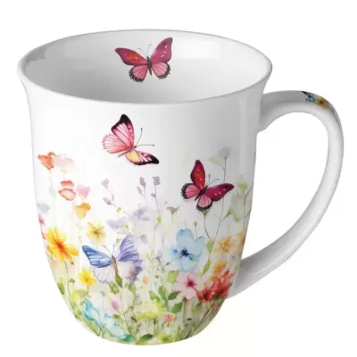 Ambiente  Caneca 0,4 L Butterflies in field white