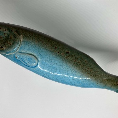 Peixe cerâmica azul 30cm