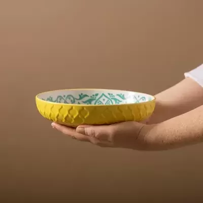 Mikasa Taça Amarelo Azul Geométrico 21cm
