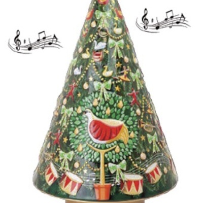 Silver Crane Lata musical Árvore Natal