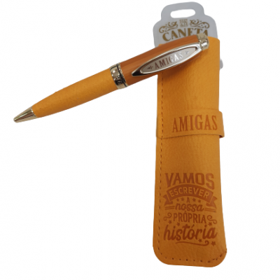 H&H - Caneta de Bambú com Bolsa Amigas