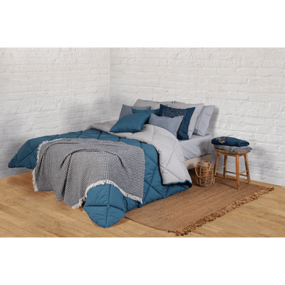 Leiper Bicolor Edredon de aquecimento 250x240cm azul petróleo