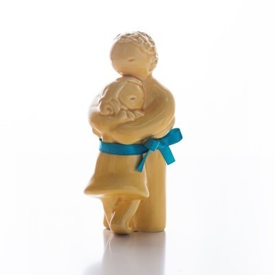 Figura "Pai com Menina" Rosa Malva