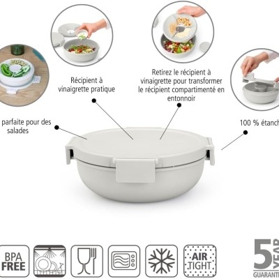 Brabantia Caixa p/alimentos 1,3lts Cinza Claro