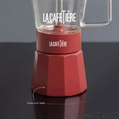 LA CAFETIÈRE - Cafeteira alum/vidro verm. Verona