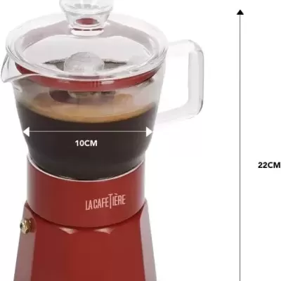 LA CAFETIÈRE - Cafeteira alum/vidro verm. Verona