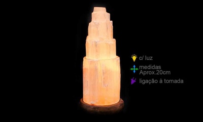 Candeeiro de selenite com base (20cm)