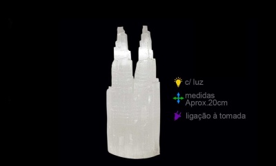 Candeeiro de selenite duplo (20cm)