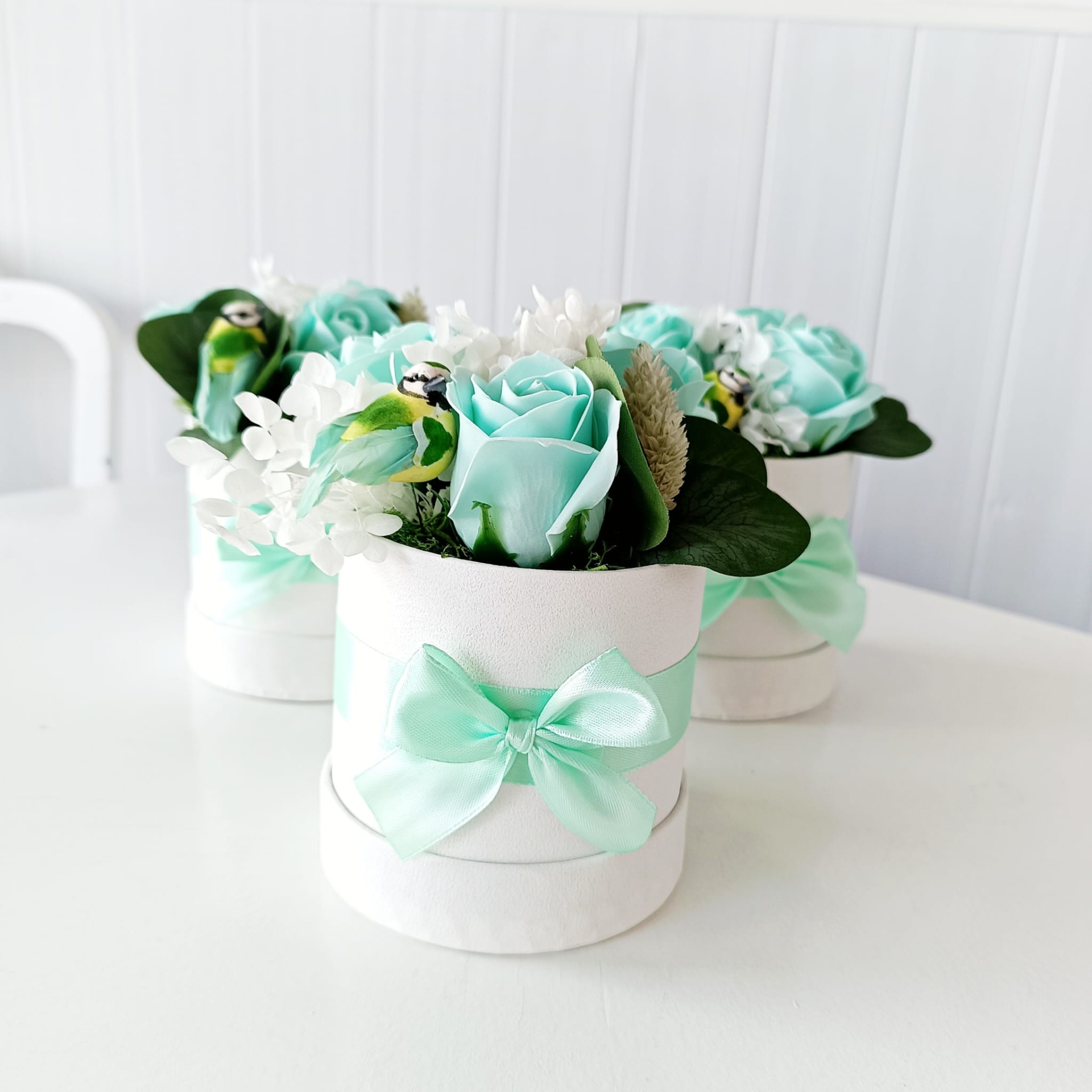 Box flores verde água Box flores verde água