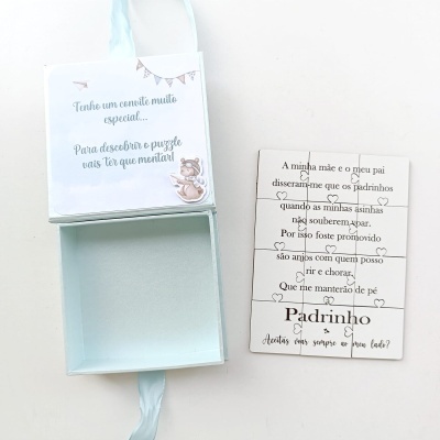 Convite Padrinhos Batismo Puzzle