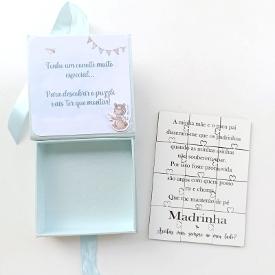 Convite Padrinhos Batismo Puzzle
