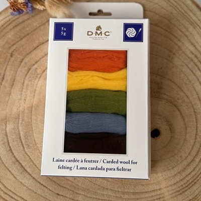 Lã cardada para Feltragem - Pack 5 Cores DMC