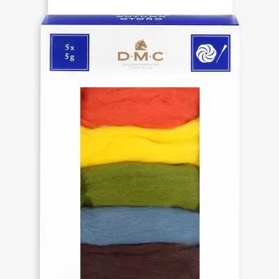 Lã cardada para Feltragem - Pack 5 Cores DMC