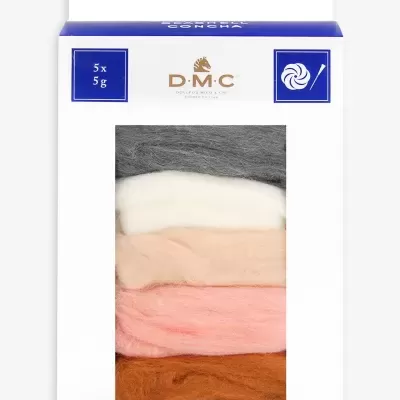 Lã cardada para Feltragem - Pack 5 Cores DMC