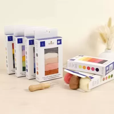 Lã cardada para Feltragem - Pack 5 Cores DMC
