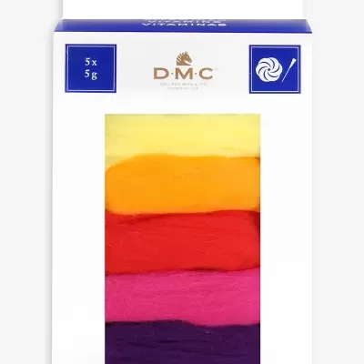 Lã cardada para Feltragem - Pack 5 Cores DMC