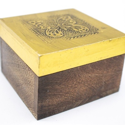 Caixa de Madeira Decorada 7.5X7.5X5 Caixa de Madeira Decorada 7.5X7.5X5