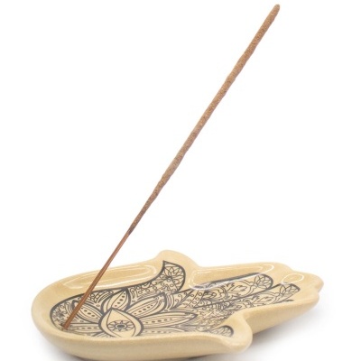 Queimador Incenso Cerâmica Mão Fátima 13x10,3x2cm Queimador Incenso Cerâmica Mão Fátima 13x10,3x2cm