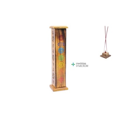 Porta Incenso Natural 7 Chakras Torre 31x6,5cm