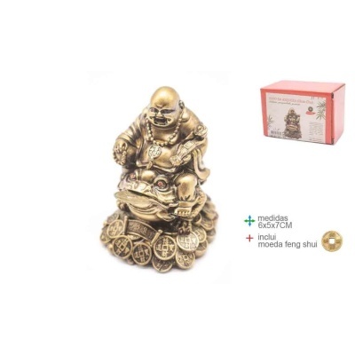 Sapo com Buda Resina Kaeru 6x5x7cm