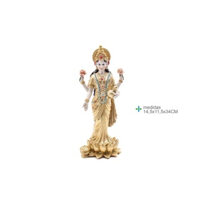 Deusa Lakshmi Resina 14,5x11,5x34cm