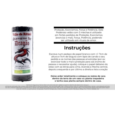 Velão Ritual Sangue Dragão 17x7cm