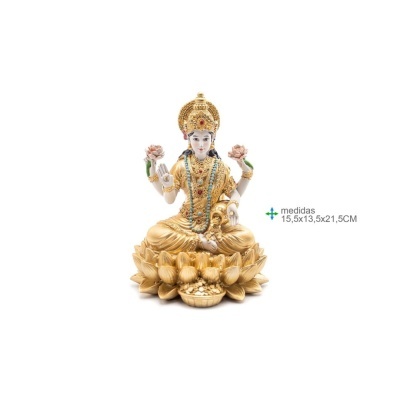 Deusa Lakshmi Resina 15,5x13,5x21,5cm