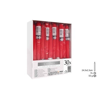 Vela Mesa Castiçal Vermelha 53gr 24,5x2,3cm