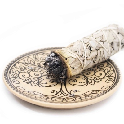 Queimador Incenso Cerâmica Árvore da Vida 11,7x11,7x1,5cm