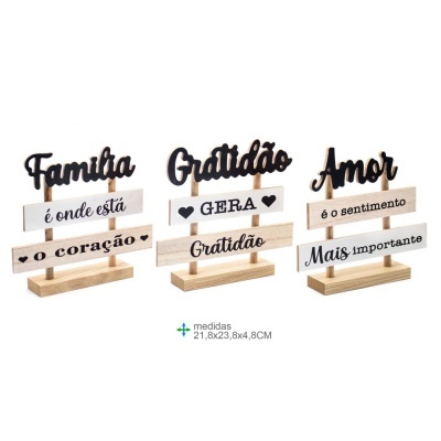 Placa Mesa Frases MDF 21,8x23,8x4,8cm Placa Mesa Frases MDF 21,8x23,8x4,8cm