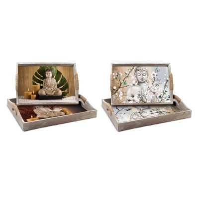 Tabuleiro 2 modelos Budas 40x30x6CM