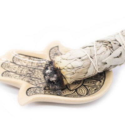 Queimador Incenso Cerâmica Mão Fátima 13x10,3x2cm Queimador Incenso Cerâmica Mão Fátima 13x10,3x2cm