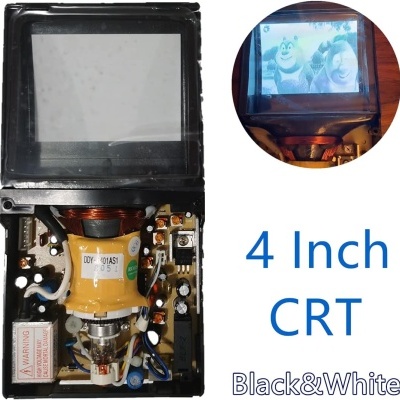 Micro 4" CRT 12V 4,2W monitor preto e branco vintage CRT tela tubo de imagem eletrônico