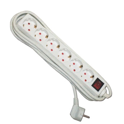 Extensão eléctrica sextupla c/ interruptor 1,5Mt x 1,5mm PECFIX