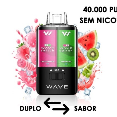 VAPE DESCARTÁVEL DUAL 40000 PUFFS - PASTILHA DE MORANGO E GELO & KIWI, MELANCIA E GELO